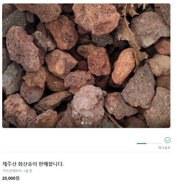 제주 보존자원 화산송이 판매 당근마켓…수사 의뢰 검토 중