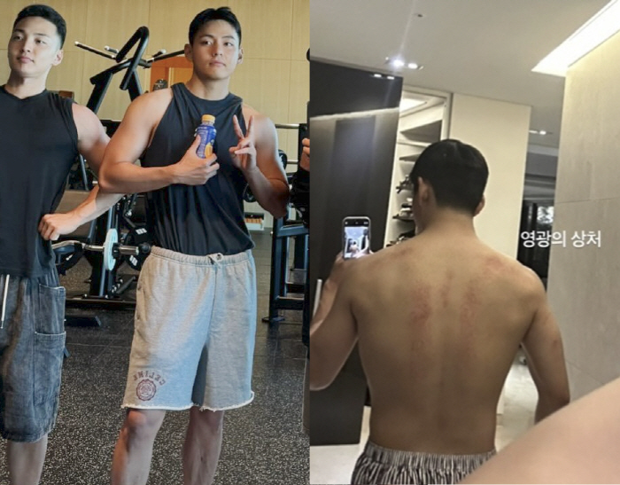 군 복무 BTS 뷔, 헐크급 성난 팔근육...벌크업 성공 자랑스러워