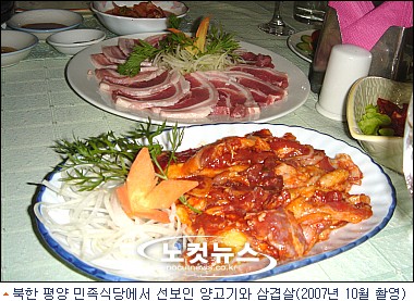 평양에서 인기 좋은 ‘양꼬치 숯불고기’ <조선신보>