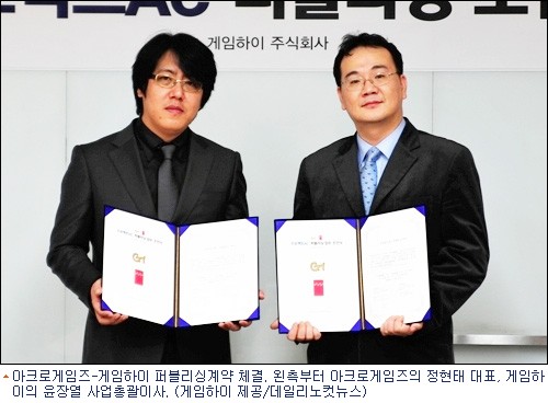 게임하이-아크로게임즈, 프로젝트 AC 퍼블리싱 계약