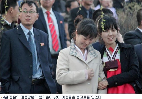 불꽃놀이 구경온 평양 시민들