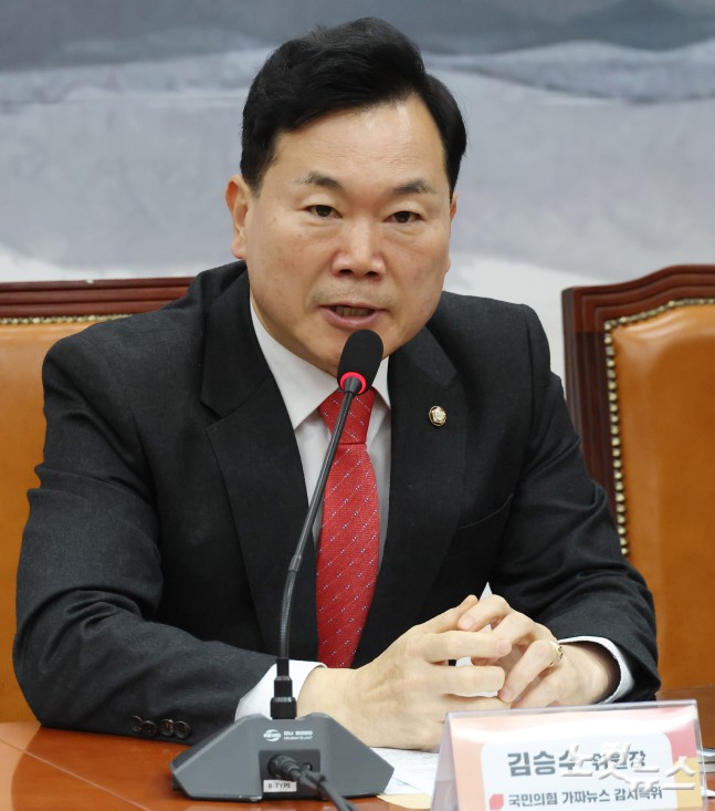 발언하는 김승수 국민의힘 가짜뉴스 감시특위 위원장