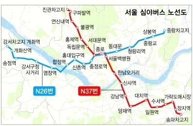 서울 심야전용 버스 개통한다
