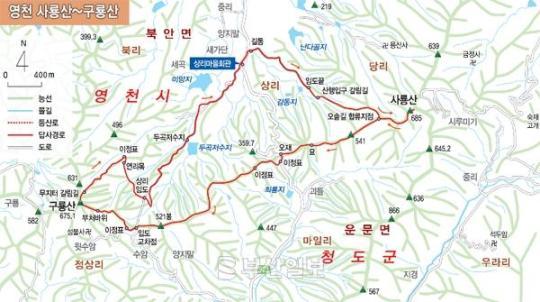 [산&산] <357> 영천 사룡산~구룡산 산행지도