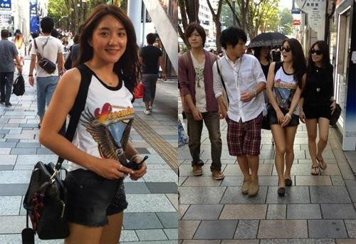 바다 일본거리 직찍 플랫슈즈 신고도 완벽한 비율 부러워