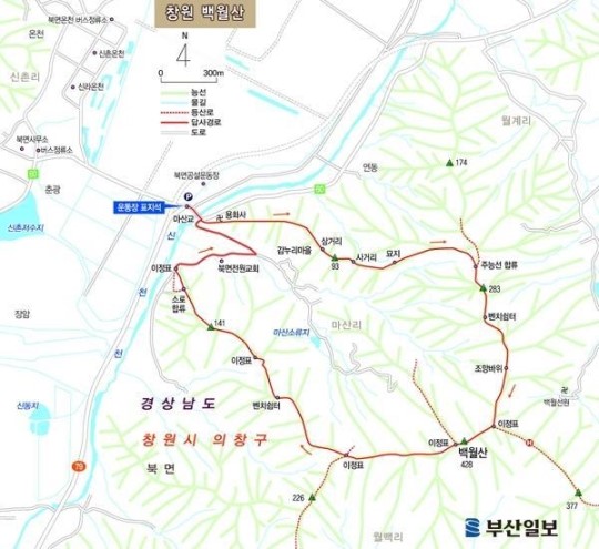 [산&산] <437> 온천산행1 - 창원 백월산 산행지도