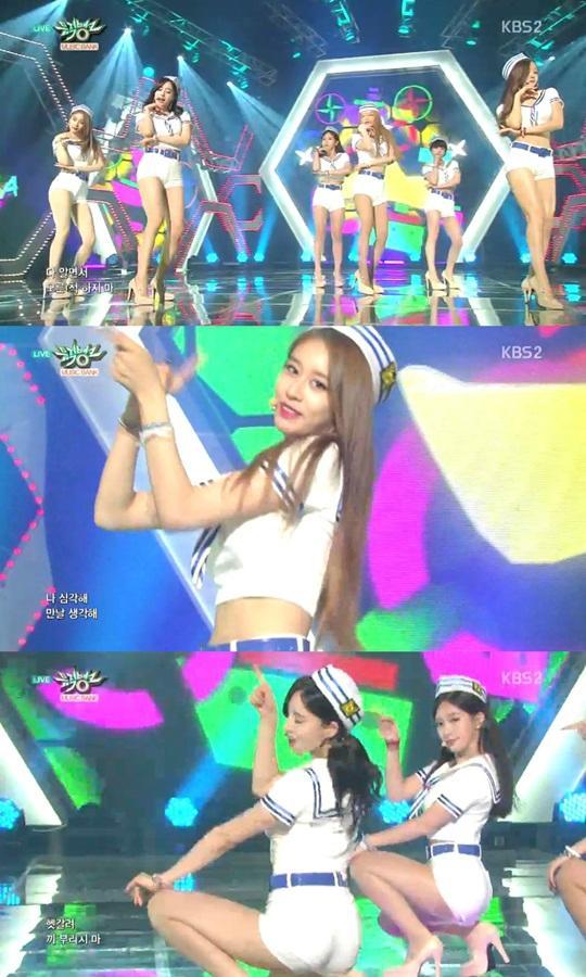 뮤직뱅크 티아라, 완전 미쳤네 무대서 시원한 마린룩 선보여