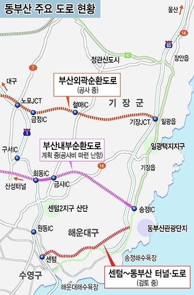 [답 없는 동부산 교통체증] 센텀~동부산 금사IC~송정 터널 뚫어야 풀린다