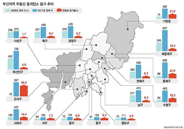 [부동산 중개업소 급증] 명지·정관신도시 상가 1층은 중개업소가 점령