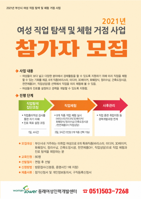 동래여성인력개발센터 취업, 미리 체험해 보고 하세요