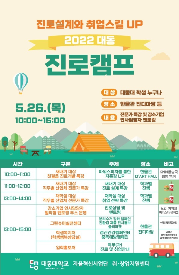 대동대, 2022 대동대학교 진로캠프 개최