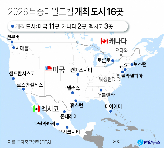 2026년 북중미 월드컵은?…캐나다·미국·멕시코 16개 도시 오가는 역대급 이동 거리