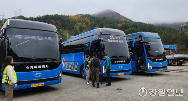 강원영동병무지청장, 병력동원훈련 수송현장 점검