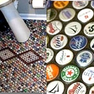 맥주 뚜껑 바닥 욕실 아이디어 최고!…맥주 뚜껑 종류가 다양~