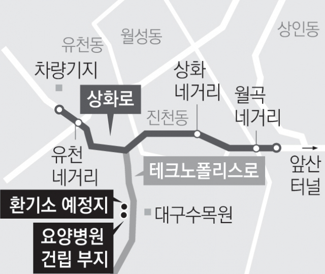 허가 내준 요양병원 코앞 지하터널 환기소 짓는다는 대구시