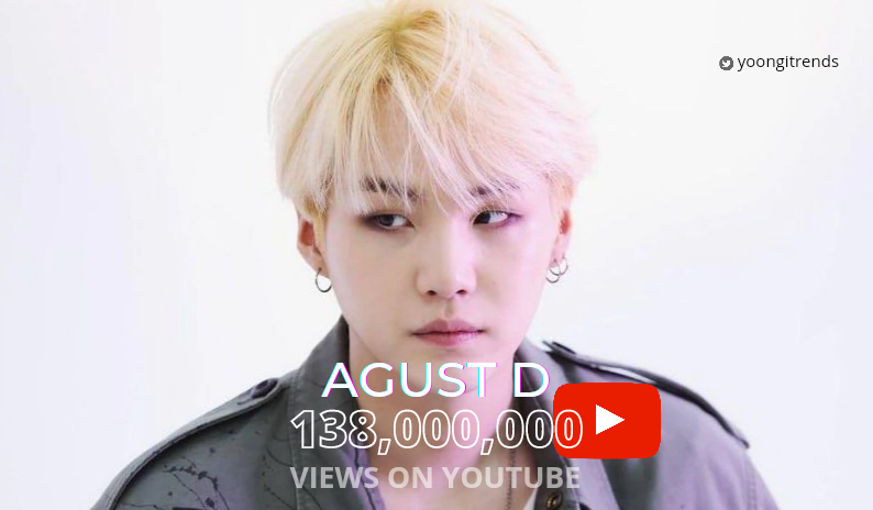 방탄소년단 슈가 어거스트디 Agust D MV 1억 3800만뷰 돌파