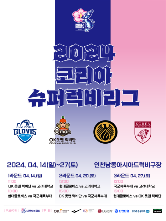 韓 럭비 최대 축제 코리아 슈퍼럭비리그 막 오른다…14일 인천 남동아시아드경기장서 개최