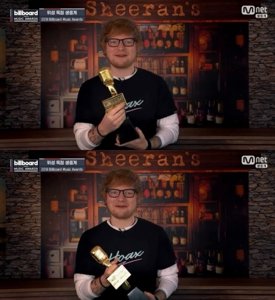 [2018빌보드뮤직어워드]에드 시런, 톱 아티스트 수상 함께 하지 못해 아쉬워