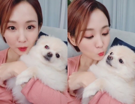 오정연, 반려견 보리에 애정 가득 뽀뽀..사랑 구걸