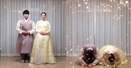 만삭 혜림, 몸 무거워도 조심조심 세배..단아한 한복 자태