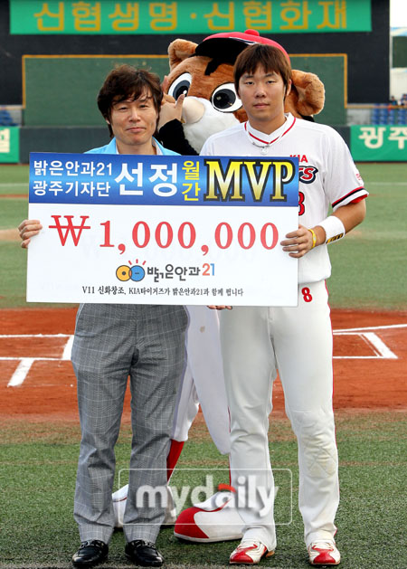 아기 호랑이 안치홍, 밝은안과 21 7월 MVP 수상