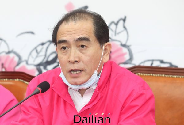 <포토> 선거전략대책회의 발언하는 태영호 후보