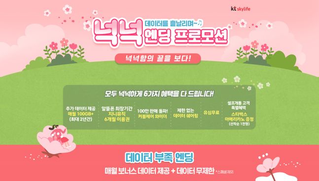 KT스카이라이프 알뜰폰, 데이터 더 주는 ‘넉넉엔딩 프로모션’