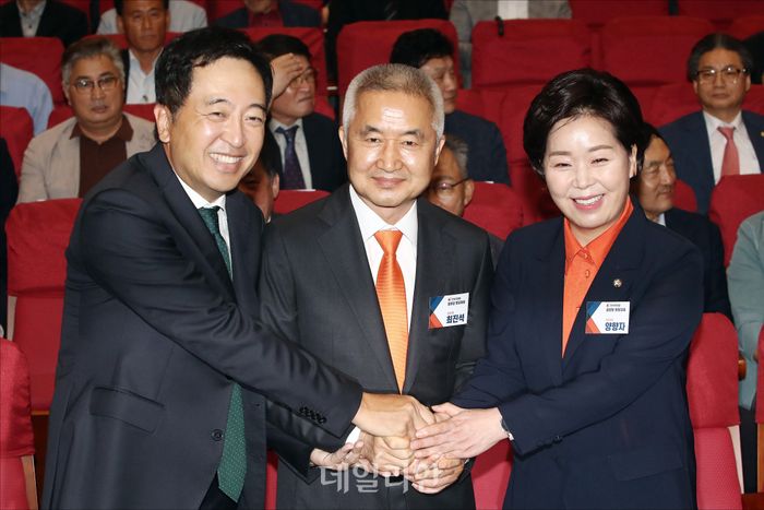 인사 나누는 양향자-최진석-금태섭