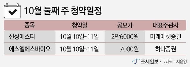 신성에스티·에스엘에스바이오 공모주 청약 시작... 청약 경쟁률은?