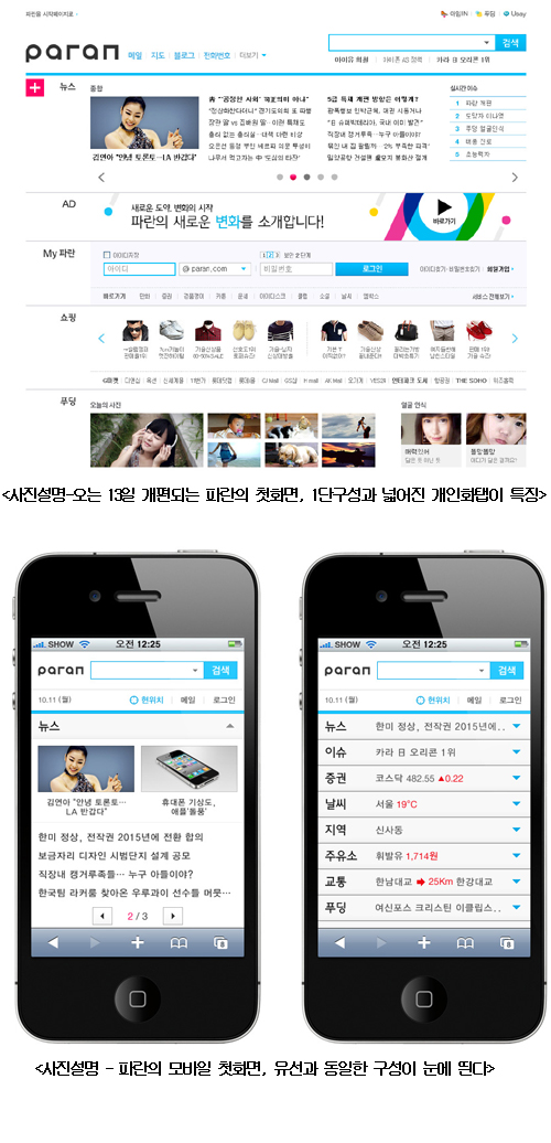 파란, 첫화면 대대적 개편…‘모바일·개인화’에 집중