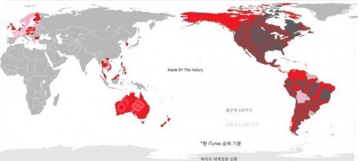 국제가수 싸이, 세계정복 현황…불바다로 덮힌 세계지도