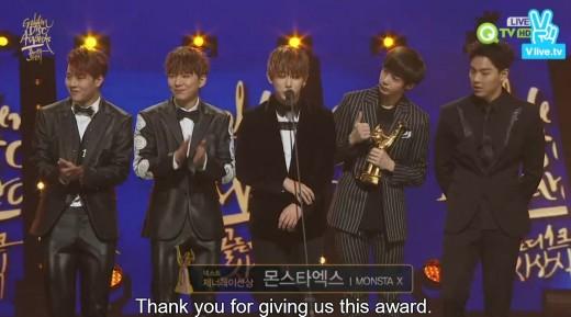 ‘골든디스크’ 몬스타엑스, 넥스트 제너레이션상 수상…손바닥 수상소감
