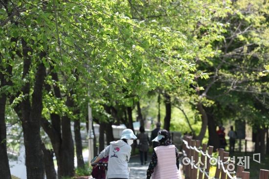 [포토]완화된 사회적 거리두기, 양재천 산책로 재개방