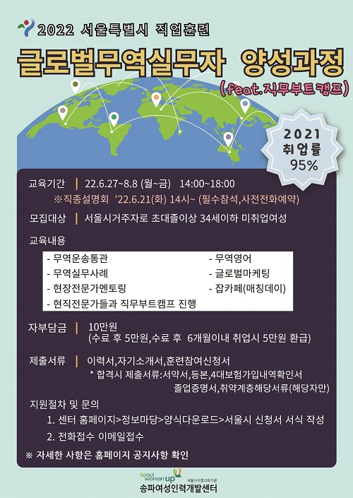 송파여성인력개발센터, 글로벌무역실무자 양성과정 직업교육 실시