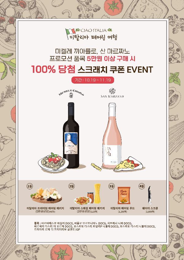 금양인터내셔날, 伊 페어링 여행 프로모션 진행