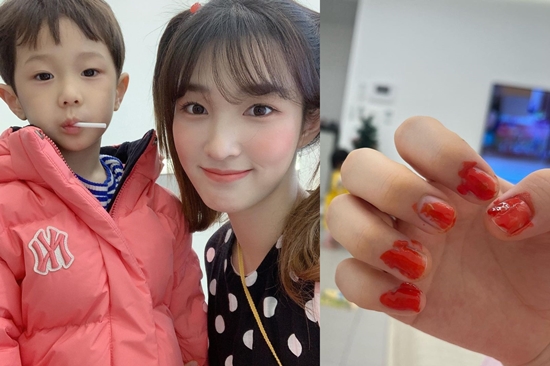 최민환♥ 율희, 4살 아들이 해준 네일아트 아마 흘린 거일 수도…