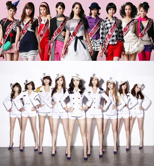 소녀시대 바비인형 콘셉트 사진(위쪽)과 ‘소원을 말해봐’ 재킷사진