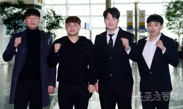 [포토] 오주원-이지영-박병호-박정음, 선발대로 먼저 떠나요~