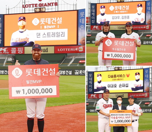 롯데, 6월 MVP 선정…스트레일리·김원중·김대우·이대호·손아섭
