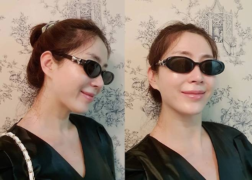 송윤아, 선글라스 하나로 멋 제대로! 세련된 블라우스 패션