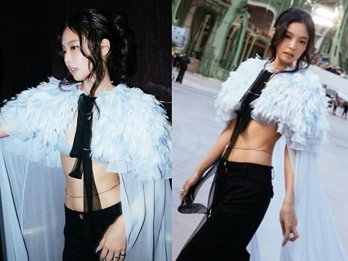 블랙핑크 제니, 파리 샤넬쇼가 발칵! 너무 과감한 크롭탑 시스루 케이프룩