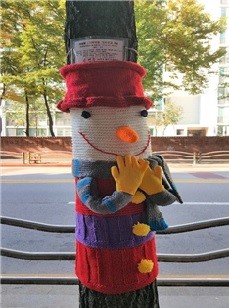 나무야 춥지마… 광명시, 뜨개 옷 가로수길 눈길