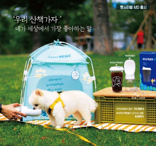 카페베네, 댕댕이 위한 산책길 필수품을 음료 마시며 마련하세요