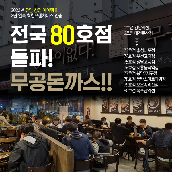 무공돈까스, 전국 80호점 돌파 ... 한끼를 먹어도 풍족하게