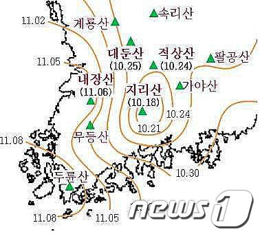 전북 유명산 단풍, 이번주에 절정