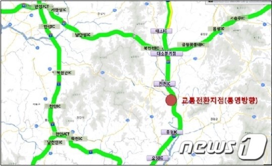 도공 대전충청본부, 19일 중부선 277.6km지점 통영방향 교통우회
