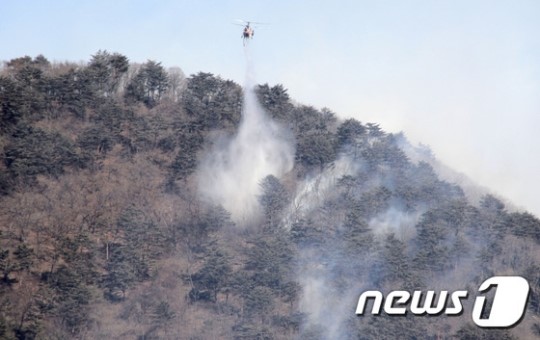 정선서 산불...강풍 특보에 진화 어려움