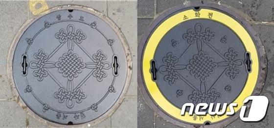 전통 디자인 새옷입은 인사동길 맨홀뚜껑