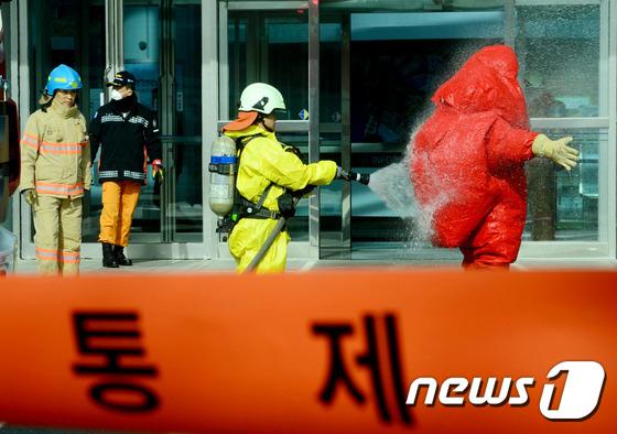 경기테크노파크 화학물질 누출 사고현장