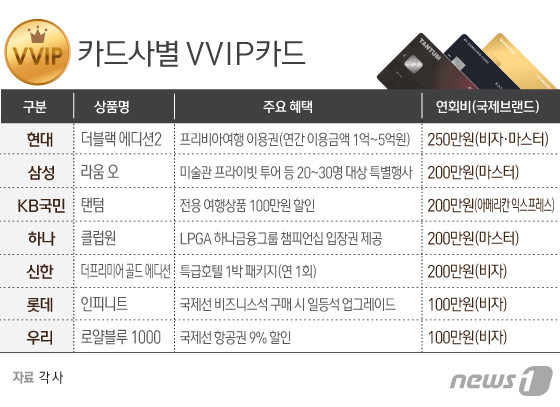 연회비 250만원·까다로운 심사…최상위 겨냥한 VVIP카드